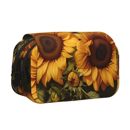 BOAIHH Mit gelbem Sonnenblumen-Doppel-Klappetui in voller Breite, geeignet für Skizzieren, Reisen und Schule von BOAIHH