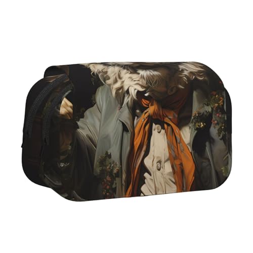 BOAIHH Mr. Dancing Tiger Doppel-Klapp-Federmäppchen, Druck in voller Breite, geeignet für Skizzieren, Reisen und Schule von BOAIHH