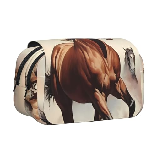 BOAIHH Prancing Brown Horse Doppel-Klapp-Federmäppchen, volle Breite, geeignet für Skizzieren, Reisen und Schule BOAIHH Prancing Brown Horse Doppel-Klapp-Federmäppchen, volle Breite, geeignet für Skizzieren, Reisen und Schule von BOAIHH