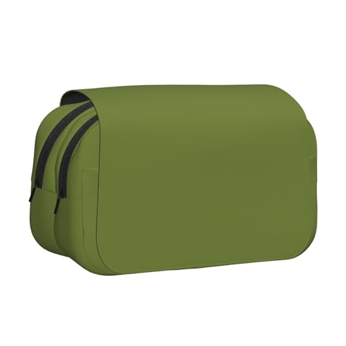 BOAIHH Solides dunkelgrünes Doppel-Klapp-Federmäppchen, volle Breite, geeignet für Skizzieren, Reisen und Schule von BOAIHH