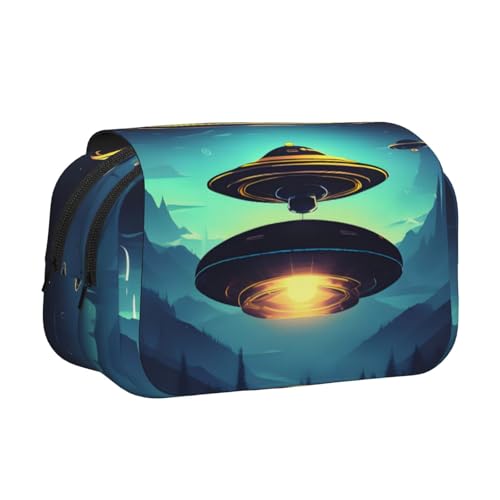 BOAIHH Spacecraft Descend Doppel-Klapp-Federmäppchen, volle Breite, geeignet für Skizzieren, Reisen und Schule von BOAIHH