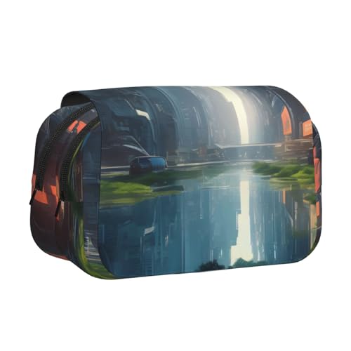 BOAIHH The City on the Water Doppel-Klappetui mit durchgehendem Druck, geeignet für Skizzieren, Reisen und Schule BOAIHH The City on the Water Doppel-Klappetui mit durchgehendem Druck, geeignet für Skizzieren, Reisen und Schule von BOAIHH