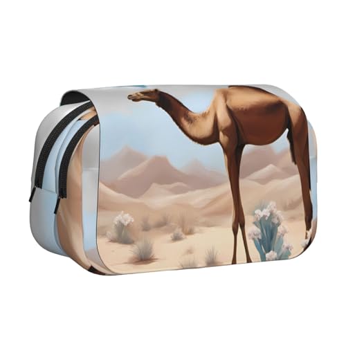 BOAIHH Walking Camel Doppel-Klappetui mit durchgehendem Druck, geeignet für Skizzieren, Reisen und Schule von BOAIHH