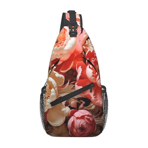 Bunte Pfingstrosen, lässige Umhängetasche, langlebig, großes Fassungsvermögen, leicht und atmungsaktiv, geeignet für verschiedene Veranstaltungsorte im Freien von BOAIHH