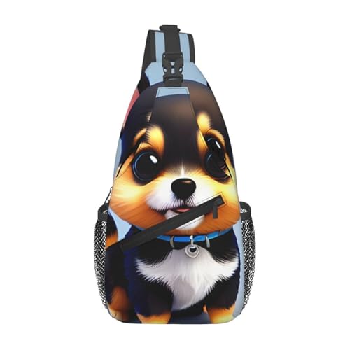 Card Love Fancy Puppy Casual Crossbody Bag Durable Large Capacity Lightweight and Breathable Suitable for Various Outdoor Venues von BOAIHH