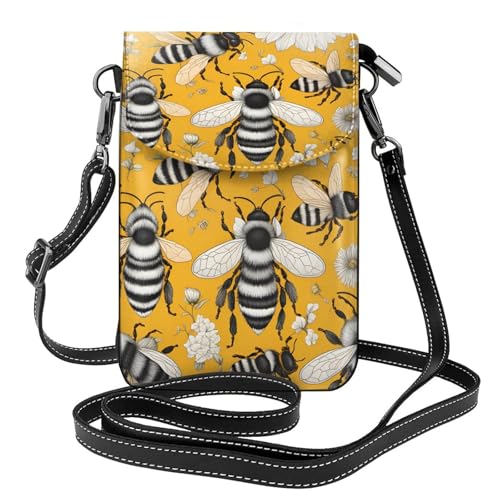 Cartoon Bee Multi Pocket Leichte Umhängetasche mit Magnetverschluss, geeignet für Reisen und den täglichen Gebrauch von BOAIHH