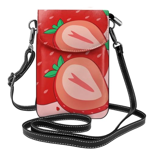 Cartoon-Erdbeer-Umhängetasche mit mehreren Taschen, leicht, mit Magnetverschluss, geeignet für Reisen und den täglichen Gebrauch von BOAIHH