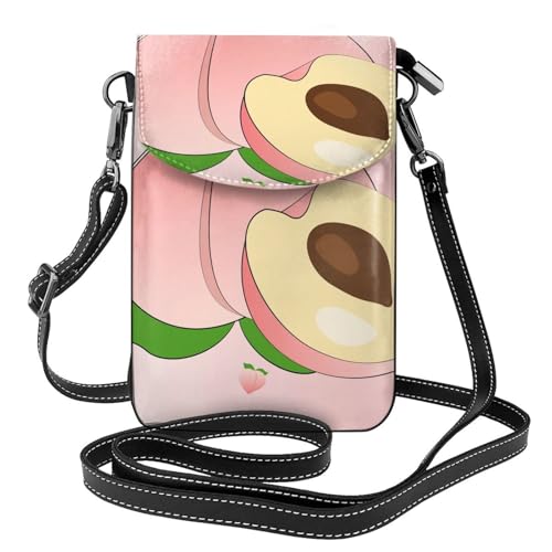Cartoon Pfirsich Multi Pocket Leichte Umhängetasche mit Magnetverschluss, geeignet für Reisen und den täglichen Gebrauch von BOAIHH