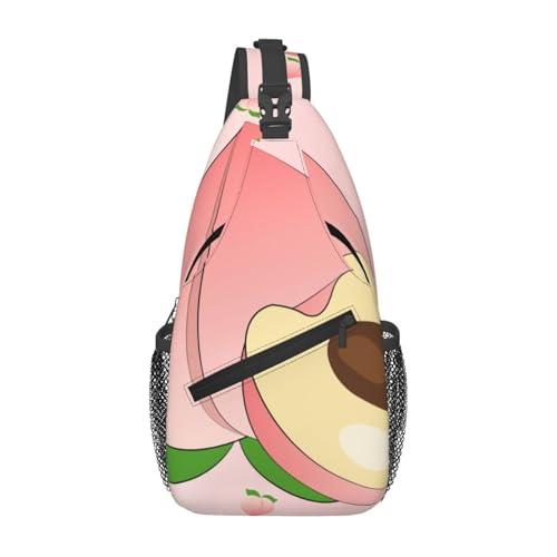 Cartoon-Pfirsich-Umhängetasche, langlebig, großes Fassungsvermögen, leicht und atmungsaktiv, geeignet für verschiedene Veranstaltungsorte im Freien von BOAIHH