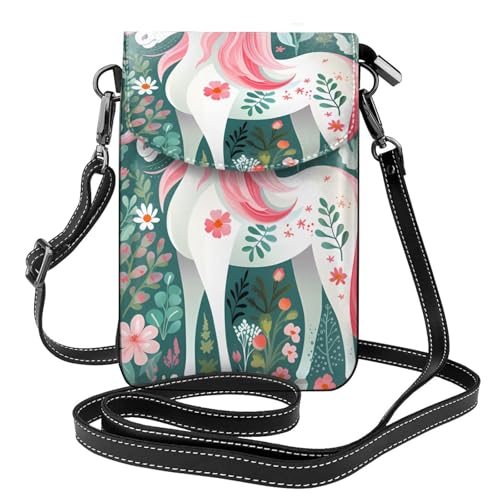 Einhorn mit rosa Haaren, mehrere Taschen, leichte Schultertasche mit Magnetverschluss, geeignet für Reisen und den täglichen Gebrauch von BOAIHH