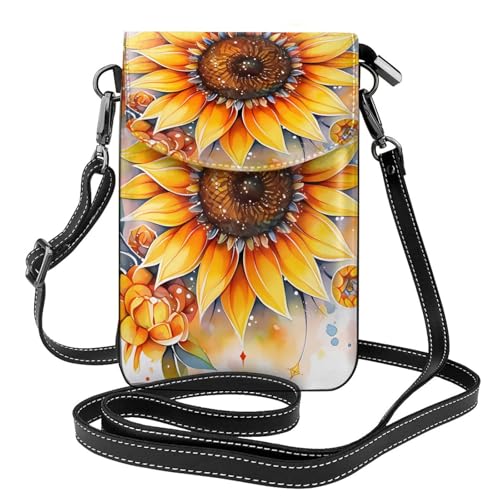 Gelbe Sonnenblume in Öl Multi Pocket Leichte Umhängetasche mit Magnetverschluss Geeignet für Reisen und den täglichen Gebrauch von BOAIHH
