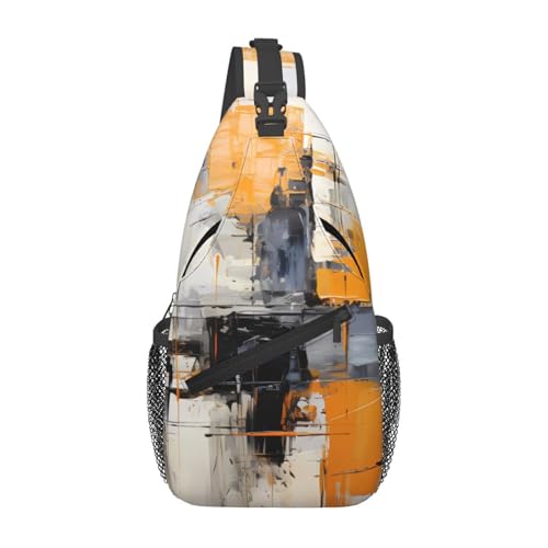 Graue und gelbe abstrakte Kunstmalerei, lässige Umhängetasche, langlebig, großes Fassungsvermögen, leicht und atmungsaktiv, geeignet für verschiedene Veranstaltungsorte im Freien von BOAIHH