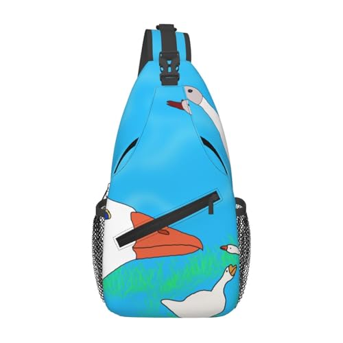 Happy White Goose Casual Crossbody Bag Durable Large Capacity Lightweight and Breathable Suitable for Various Outdoor Venues von BOAIHH