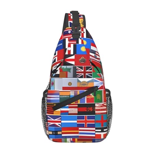 Lässige Umhängetasche mit verschiedenen Flaggen, langlebig, großes Fassungsvermögen, leicht und atmungsaktiv, geeignet für verschiedene Veranstaltungsorte im Freien von BOAIHH