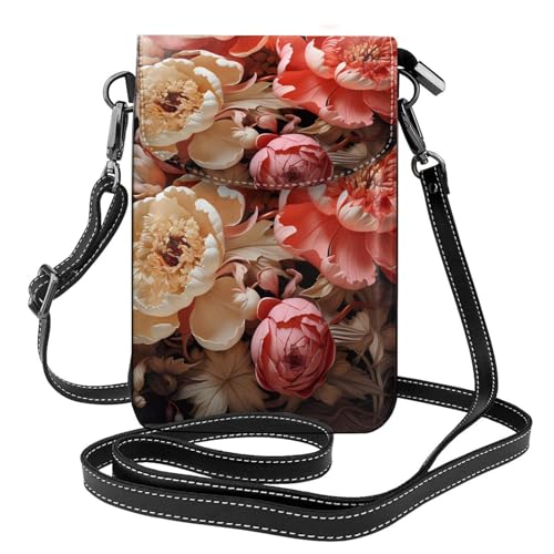 Leichte Umhängetasche mit Pfingstrosen, mehrere Taschen, mit Magnetverschluss, geeignet für Reisen und den täglichen Gebrauch von BOAIHH