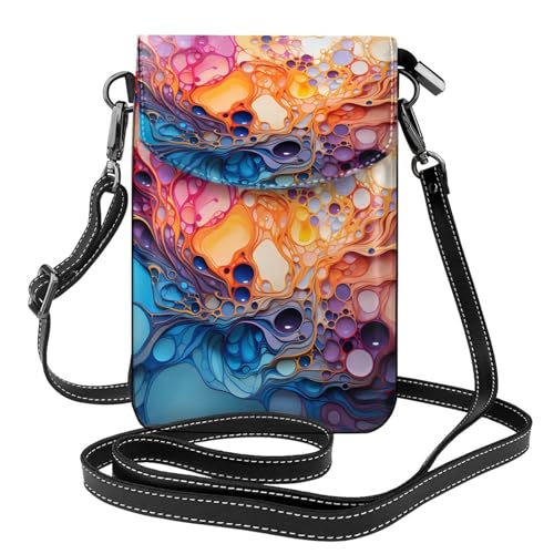 Mehrfarbige Marmorierung, leichte Schultertasche mit mehreren Taschen, mit Magnetverschluss, geeignet für Reisen und den täglichen Gebrauch von BOAIHH