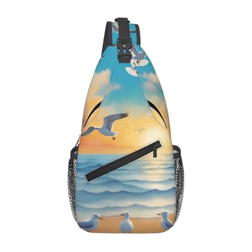 Möwen am Meer, lässige Umhängetasche, langlebig, großes Fassungsvermögen, leicht und atmungsaktiv, geeignet für verschiedene Veranstaltungsorte im Freien von BOAIHH