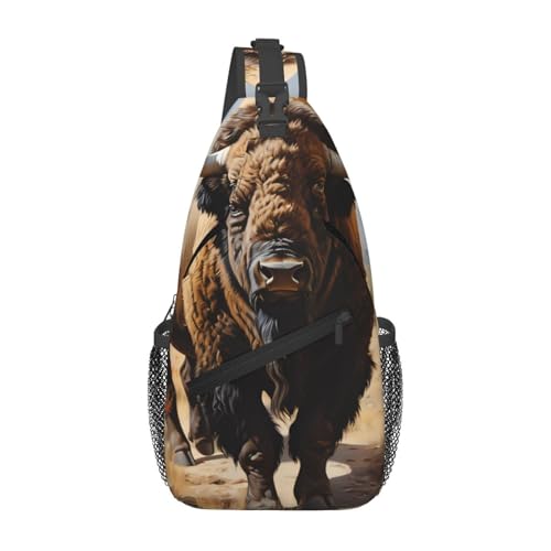 North American Bison Herd Casual Crossbody Bag Durable Large Capacity Lightweight and Breathable Suitable for Various Outdoor Venues von BOAIHH