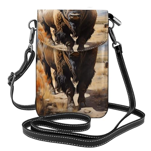 North American Bison Herd Multi Pocket Lightweight Shoulder Bag with Magnetic Closure Suitable for Travel and Daily Use von BOAIHH