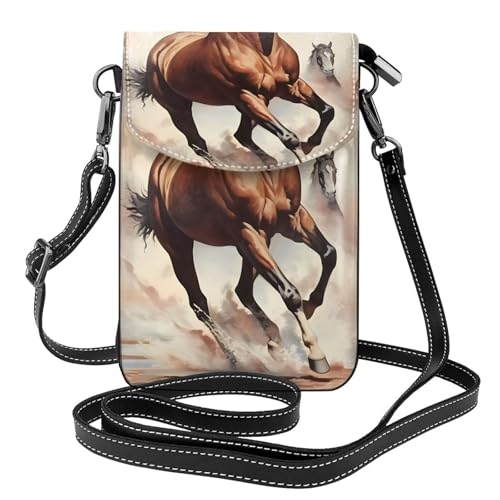 Prancing Brown Horse Multi Pocket Lightweight Shoulder Bag with Magnetic Closure Suitable for Travel and Daily Use von BOAIHH