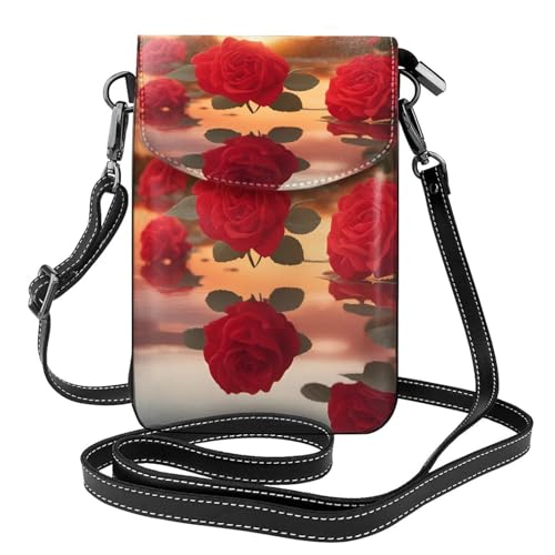 Rote Rosen bei Sonnenuntergang Multi Pocket Leichte Schultertasche mit Magnetverschluss, geeignet für Reisen und den täglichen Gebrauch von BOAIHH