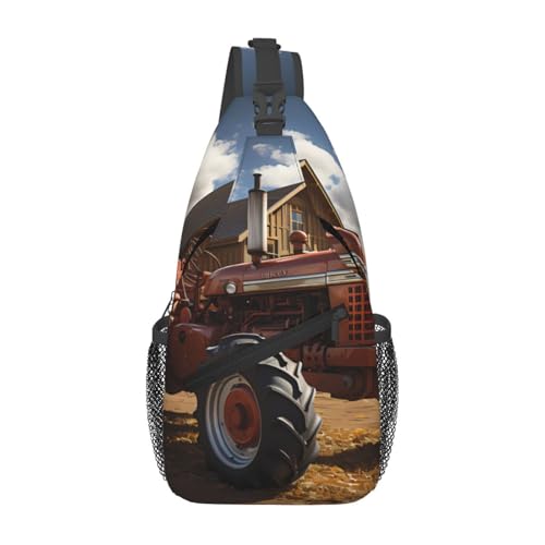 Rote Traktor-Umhängetasche, langlebig, großes Fassungsvermögen, leicht und atmungsaktiv, geeignet für verschiedene Veranstaltungsorte im Freien von BOAIHH