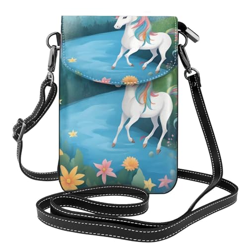 Running Unicorns Schultertasche mit mehreren Taschen, leicht, mit Magnetverschluss, geeignet für Reisen und den täglichen Gebrauch von BOAIHH