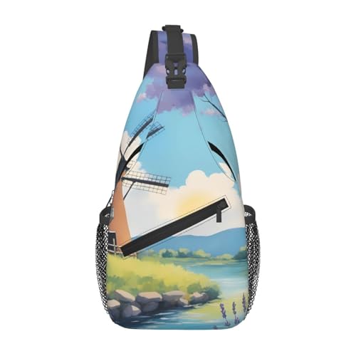 Schöne Fluss-Windmühle, lässige Umhängetasche, langlebig, großes Fassungsvermögen, leicht und atmungsaktiv, geeignet für verschiedene Veranstaltungsorte im Freien von BOAIHH