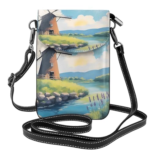 Schöne River Windmühle Multi Pocket Leichte Umhängetasche mit Magnetverschluss, geeignet für Reisen und den täglichen Gebrauch von BOAIHH