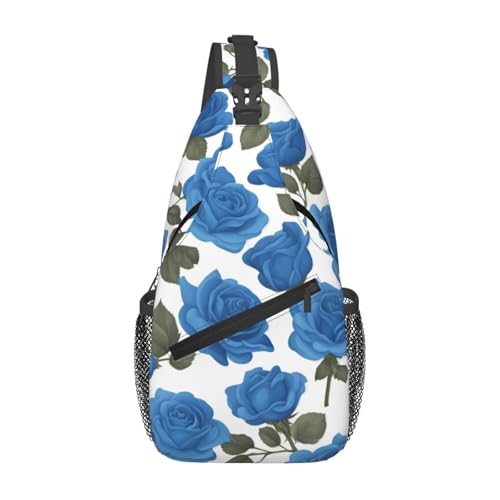 Schöne blaue Rosen, lässige Umhängetasche, langlebig, großes Fassungsvermögen, leicht und atmungsaktiv, geeignet für verschiedene Veranstaltungsorte im Freien von BOAIHH