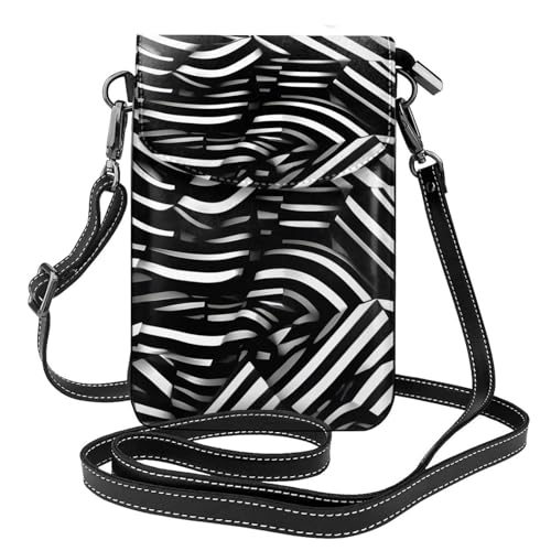 Schwarze und weiße Linien, mehrere Taschen, leichte Schultertasche mit Magnetverschluss, geeignet für Reisen und den täglichen Gebrauch von BOAIHH