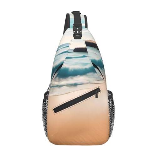 Strandlandschaft, lässige Umhängetasche, langlebig, großes Fassungsvermögen, leicht und atmungsaktiv, geeignet für verschiedene Veranstaltungsorte im Freien von BOAIHH
