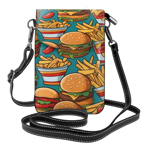 Süße Burger-Pommes-Umhängetasche mit mehreren Taschen, leicht, mit Magnetverschluss, geeignet für Reisen und den täglichen Gebrauch von BOAIHH