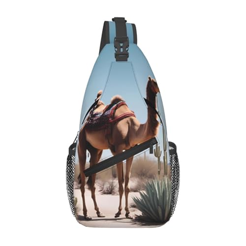 Süße Umhängetasche in der Wüste in Kamel, langlebig, großes Fassungsvermögen, leicht und atmungsaktiv, geeignet für verschiedene Outdoor-Veranstaltungen von BOAIHH