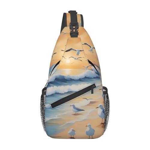 Umhängetasche mit Möwen, langlebig, großes Fassungsvermögen, leicht und atmungsaktiv, geeignet für verschiedene Veranstaltungsorte im Freien von BOAIHH