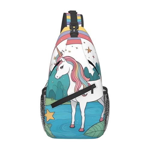Unicorns by the River Casual Crossbody Bag Durable Large Capacity Lightweight and Breathable Suitable for Various Outdoor Venues von BOAIHH