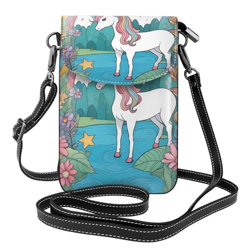Unicorns by the River Multi Pocket Lightweight Shoulder Bag with Magnetic Closure Suitable for Travel and Daily Use von BOAIHH
