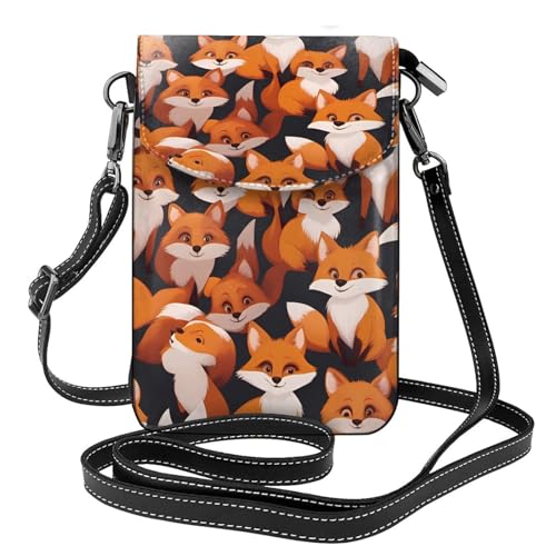 Viele Cartoon-Füchse mit mehreren Taschen, leichte Schultertasche mit Magnetverschluss, geeignet für Reisen und den täglichen Gebrauch von BOAIHH