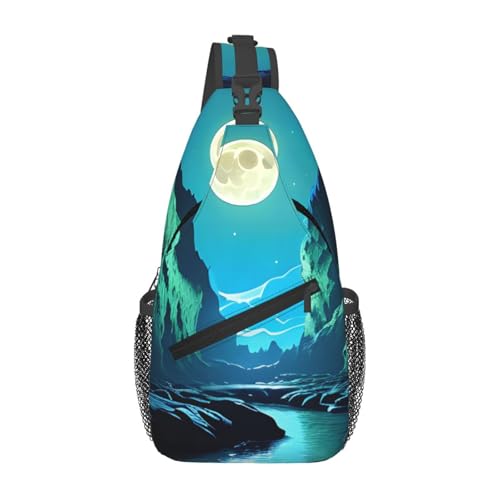 Water Moon Cave Casual Crossbody Bag Durable Large Capacity Lightweight and Breathable Suitable for Various Outdoor Venues von BOAIHH