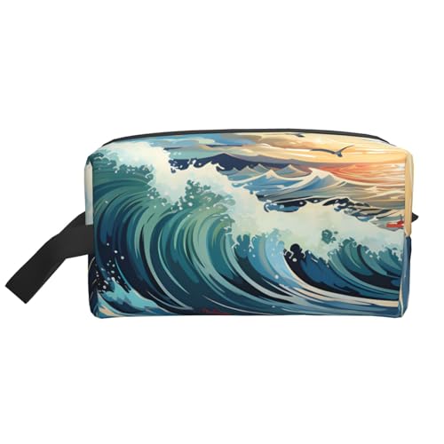 Wave Segelboot Möwe Multifunktionale Reise-Kulturbeutel Tägliche und Fitness-Aufbewahrungstasche für Kosmetik, Schreibwaren und mehr von BOAIHH