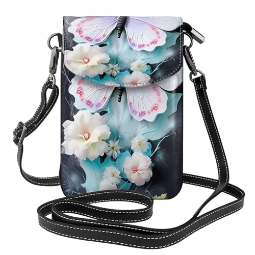 Weiße Schmetterlings-Umhängetasche mit mehreren Taschen, leicht, mit Magnetverschluss, geeignet für Reisen und den täglichen Gebrauch von BOAIHH