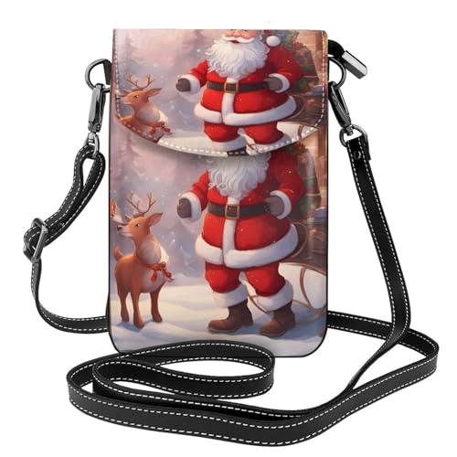 Winter Santa Claus Multi Pocket Leichte Umhängetasche mit Magnetverschluss Geeignet für Reisen und den täglichen Gebrauch von BOAIHH