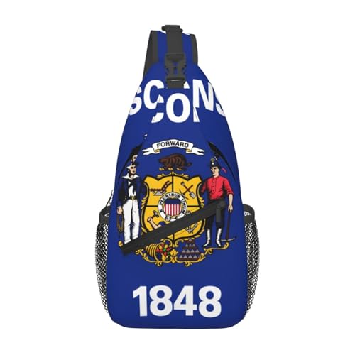 Wisconsin Umhängetasche mit Staatsflagge, langlebig, großes Fassungsvermögen, leicht und atmungsaktiv, geeignet für verschiedene Veranstaltungsorte im Freien von BOAIHH