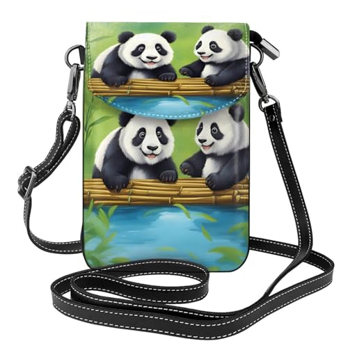 Zwei süße Pandas leichte Schultertasche mit mehreren Taschen, mit Magnetverschluss, geeignet für Reisen und den täglichen Gebrauch von BOAIHH