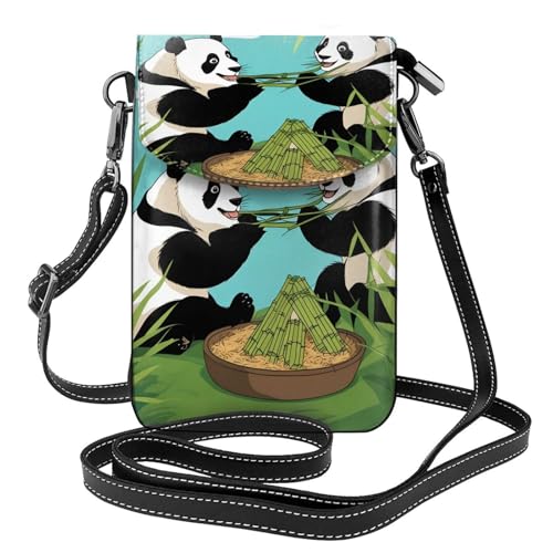 Zwei süße große Pandas, leichte Schultertasche mit mehreren Taschen, mit Magnetverschluss, geeignet für Reisen und den täglichen Gebrauch von BOAIHH