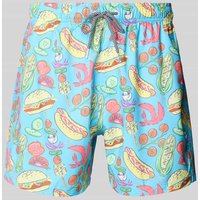 BOARDIES Badehose im Allover-Look Modell 'Grill Master' in Tuerkis, Größe XXL von BOARDIES