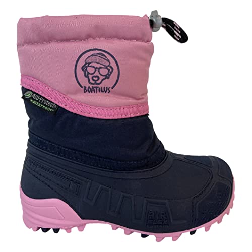 BOATILUS HYBRID Schneestiefel, Schneestiefel für Kinder, warmes recyceltes Fleecefutter aus Wasserflaschen, BLAU/FUCHSIA Größe 30/31 von BOATILUS smelly welly