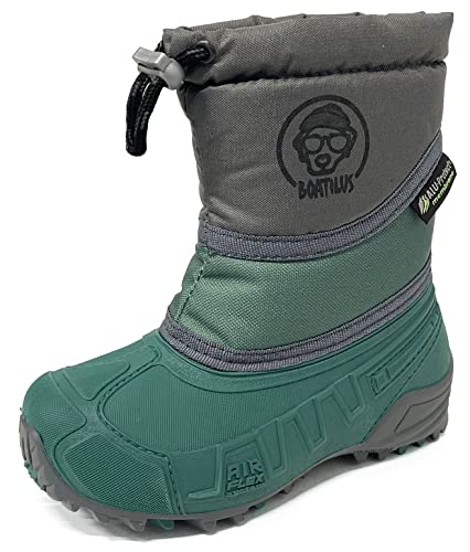 BOATILUS HYBRID Schneestiefel, Schneestiefel für Kinder, warmes recyceltes Fleecefutter aus Wasserflaschen, GRÜNER Wald/GRAU Größe 38/39 von BOATILUS smelly welly