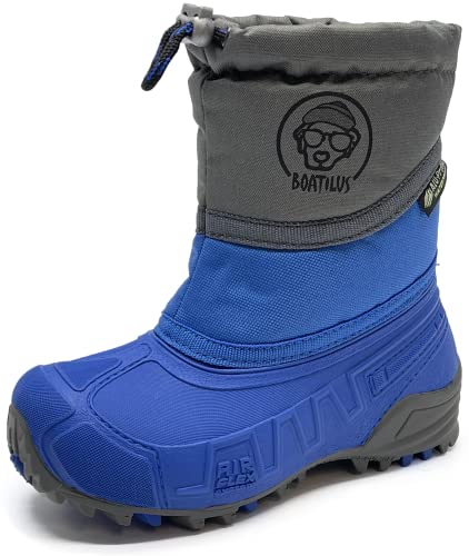 BOATILUS HYBRID Schneestiefel, Schneestiefel für Kinder, warmes recyceltes Fleecefutter aus Wasserflaschen, KOBALT/GRAU Größe 28/29 von BOATILUS smelly welly