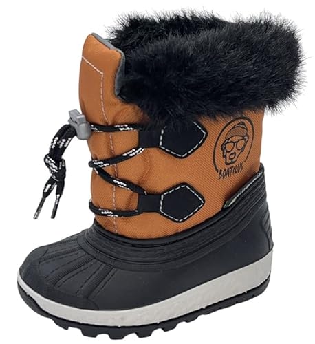 BOATILUS JOGGY Schneestiefel, Schneestiefel für Kinder, warmes recyceltes Fleecefutter aus Wasserflaschen, KÜRBIS Größe 24/25 von BOATILUS smelly welly